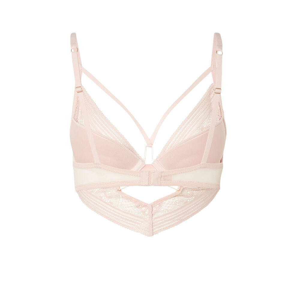 Sujetador push-up con detalles de lazos y joya - rosa nude rosa.