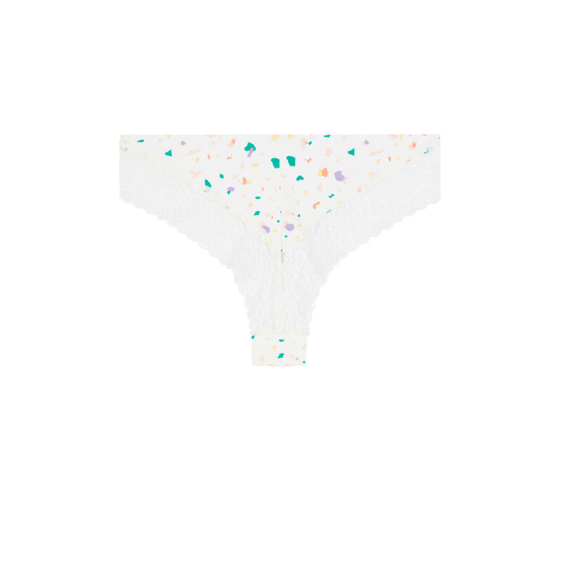 Braguita culotte con estampado de confettis blanco roto Braguita culotte con estampado de confettis blanco roto;