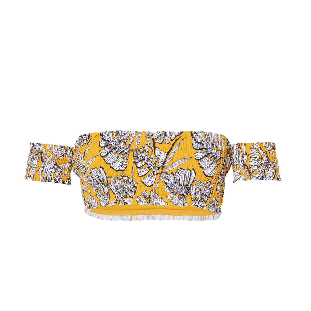 Parte de arriba de sujetador con mangas y motivos de palmera - amarillo amarillo.