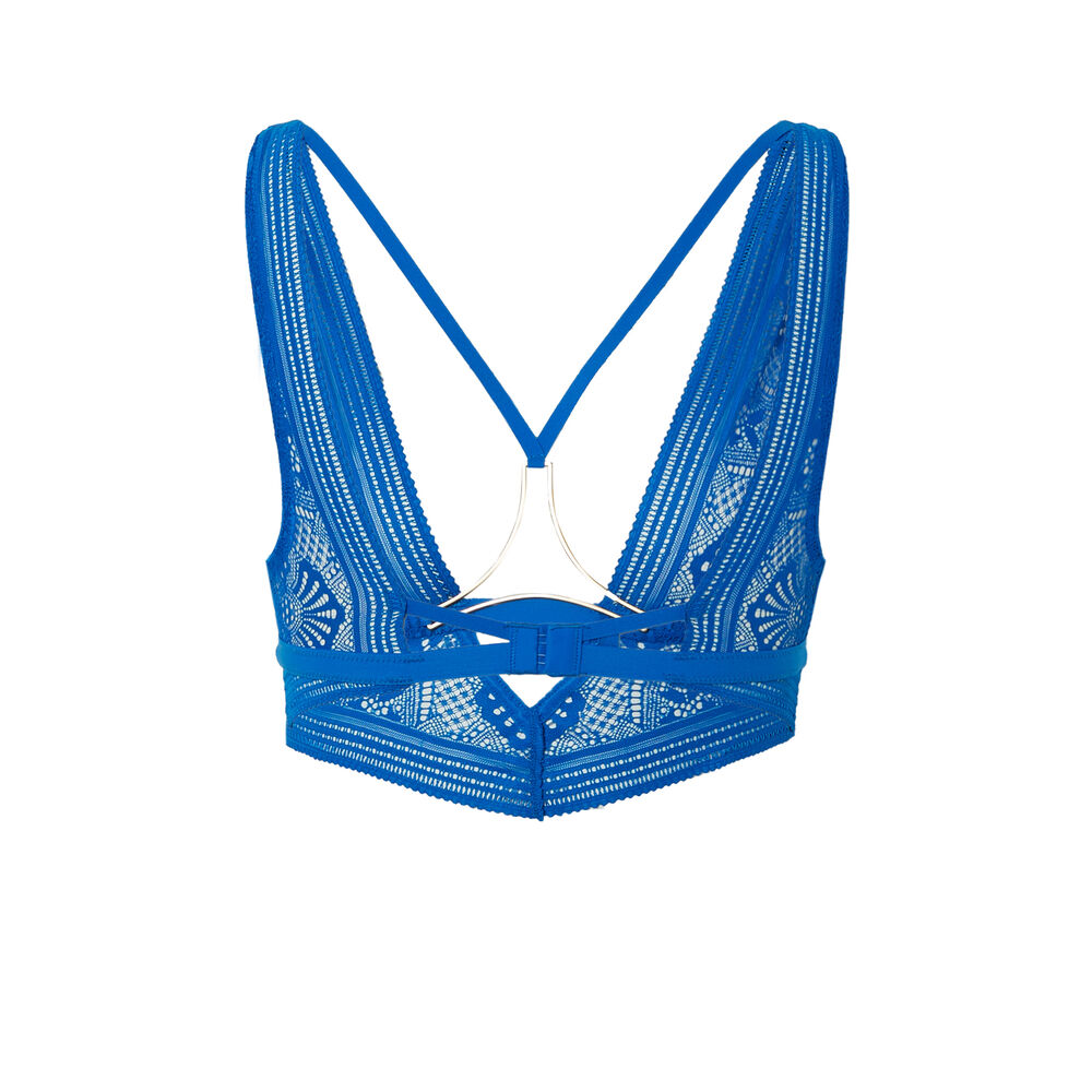 Sujetador sin aros con detalles de lazos y joya - azul azul.