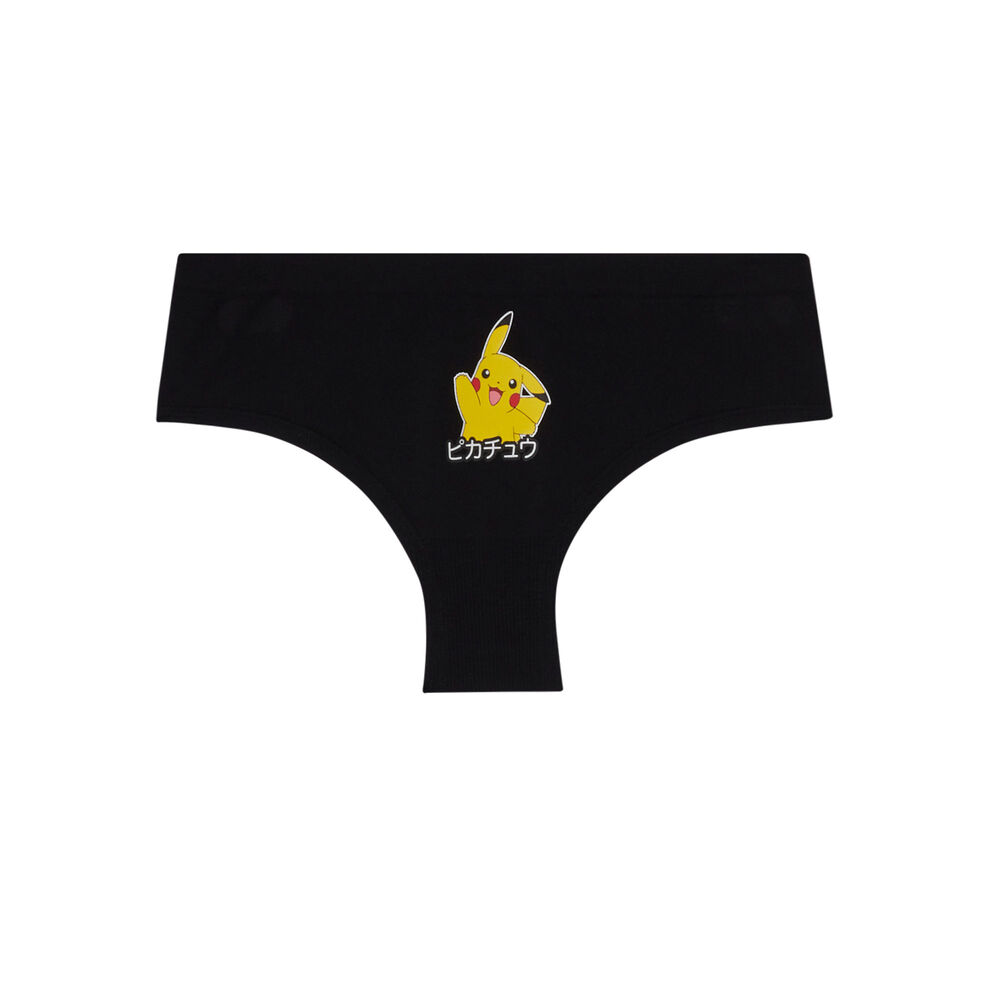 Braguita brasileña con estampado de pikachu - negra negro.