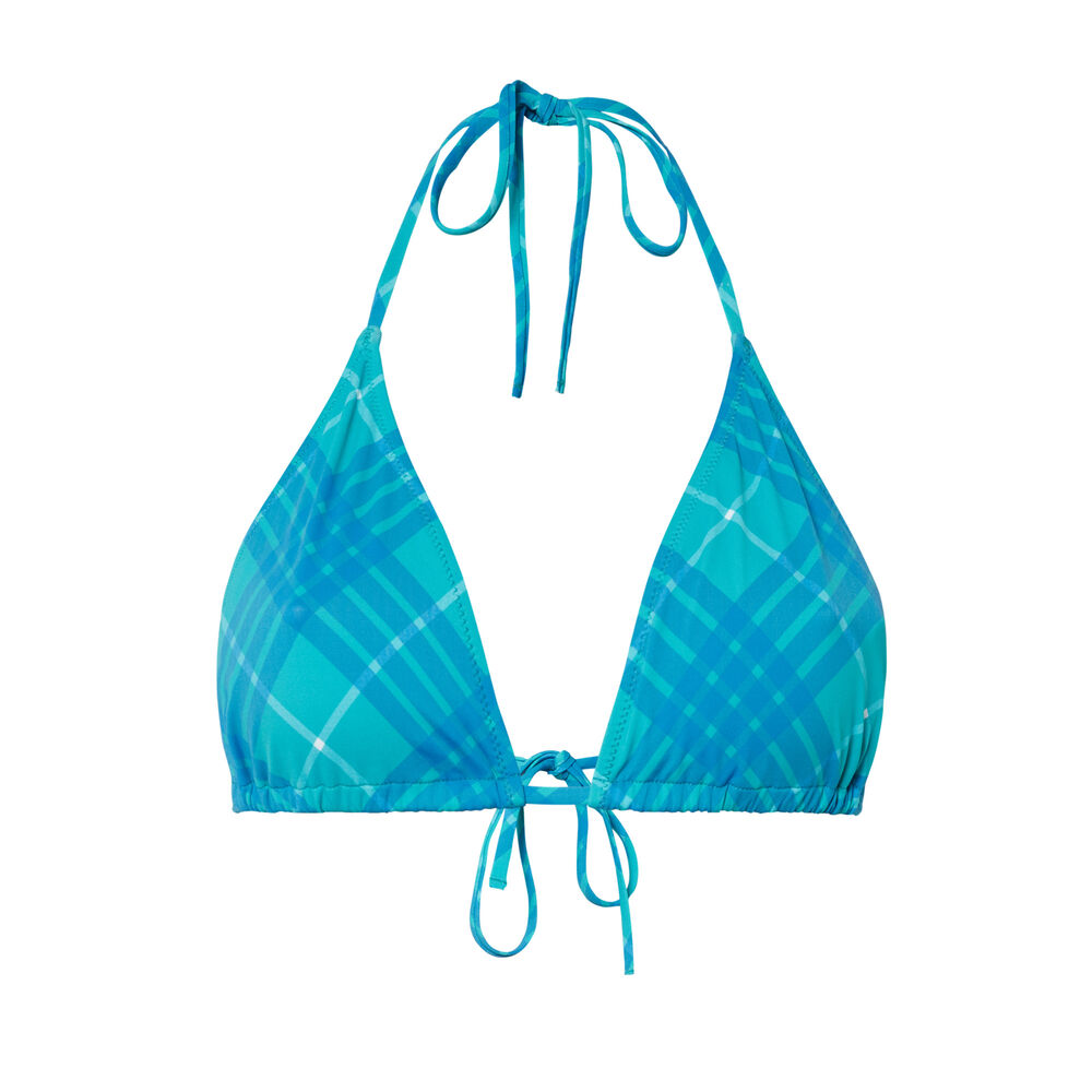 Parte de arriba de bikini triangular sin aros con estampado de cuadrados - azul azul.