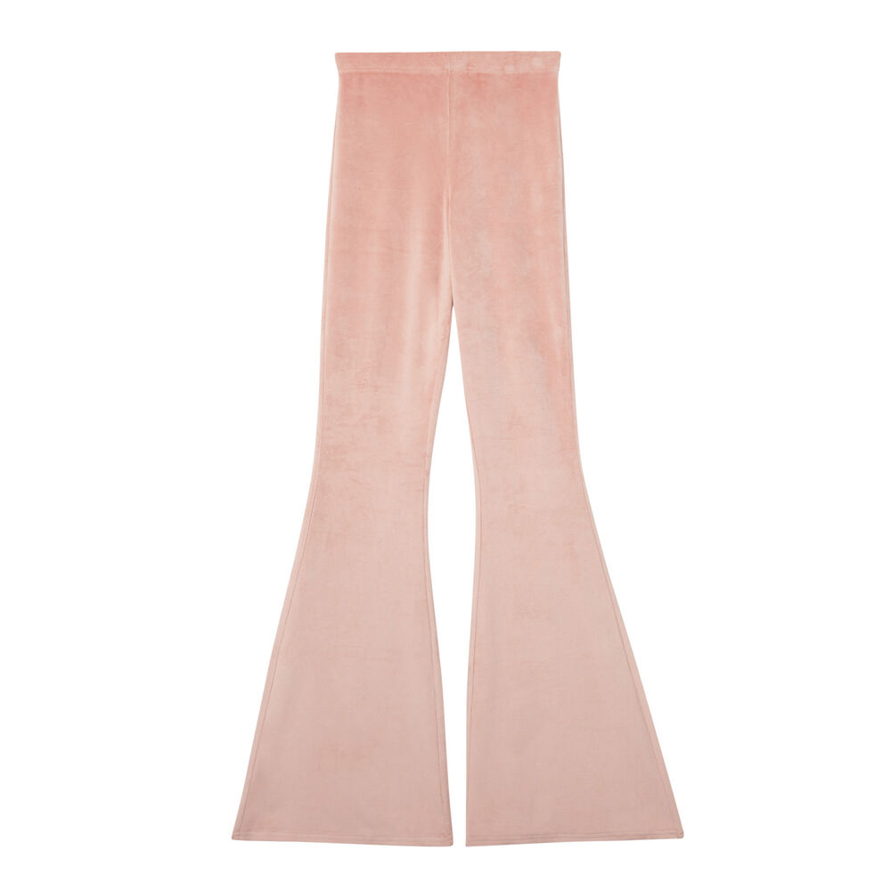 Pantalón de talle alto con patas def de terciopelo - rosa nude rosa.