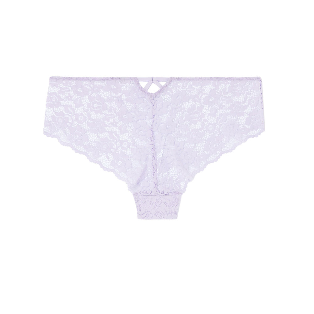 Braguita brasileña de encaje con flores - lila morado.