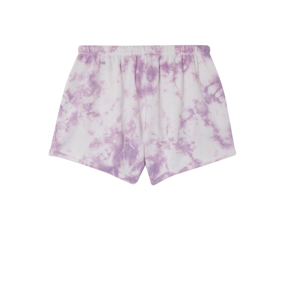 Shorts efecto tie and dye con detalle de cordón - lila morado.