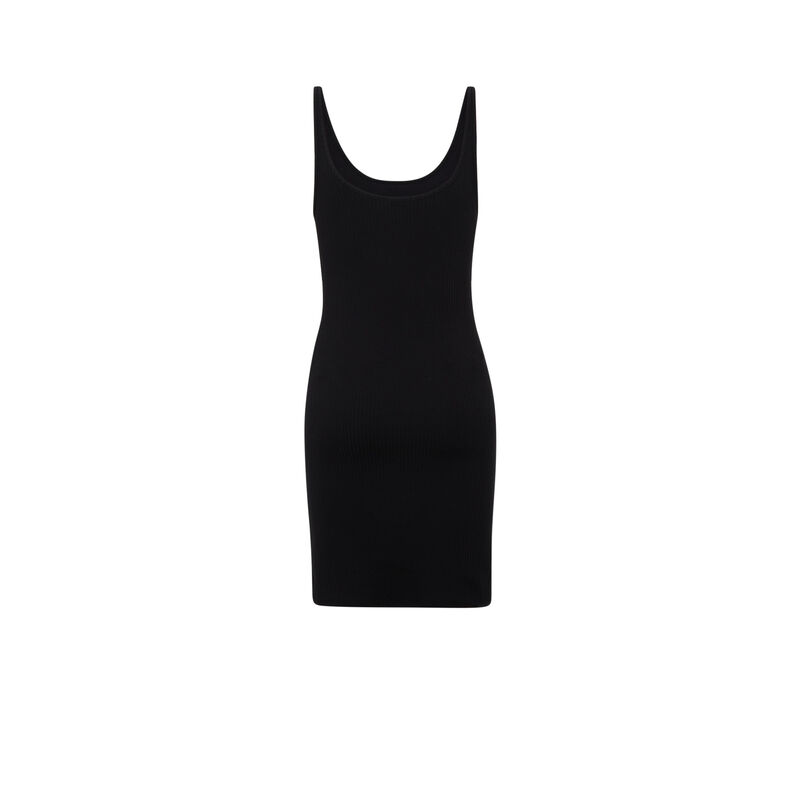 Vestido liso con forma de camiseta sin mangas - negra Vestido liso con forma de camiseta sin mangas - negra;