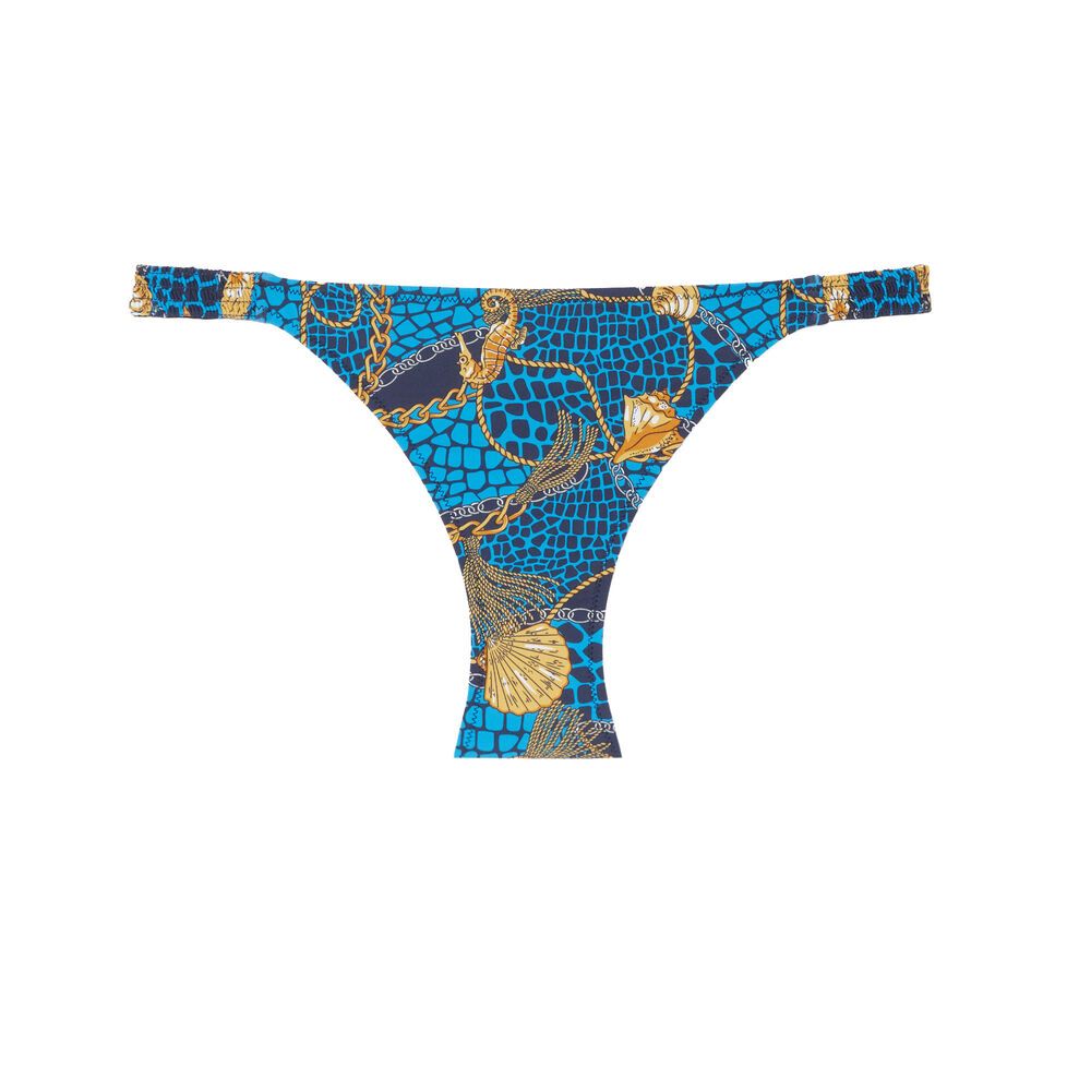 Parte de abajo de bikini con motivos de conchas y cadena - azul azul.