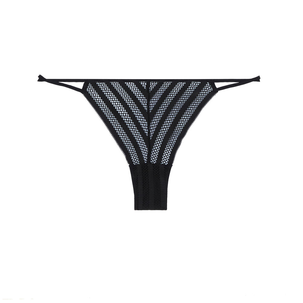 Braguita brasileña de rejilla con lazos - negra negro.