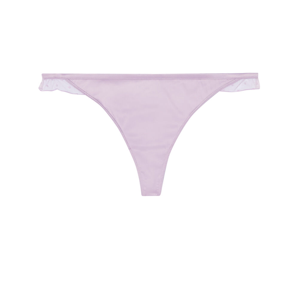 Braguita tanga de satén y encaje - lila morado.