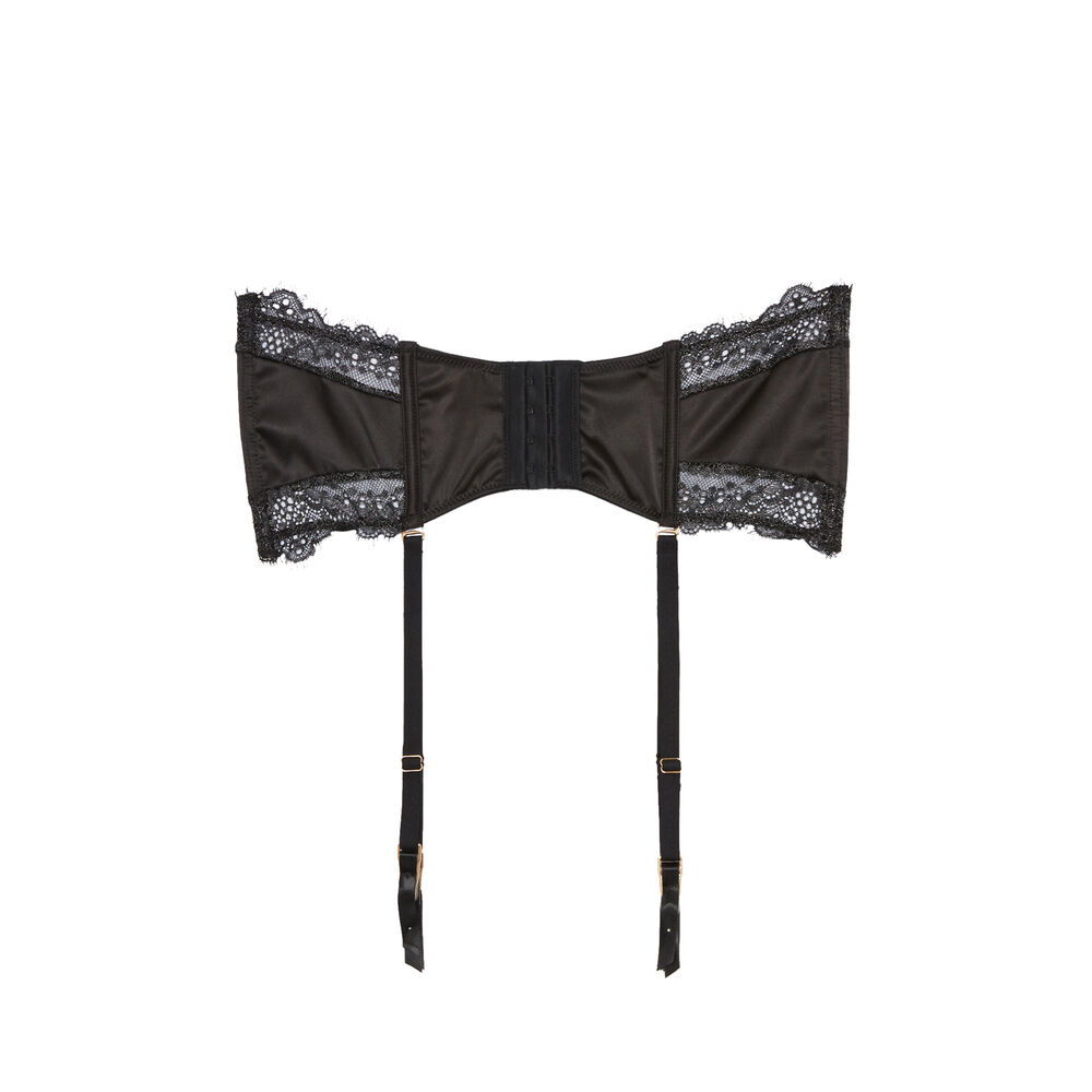 Liguero de encaje y lazada - negro negro.