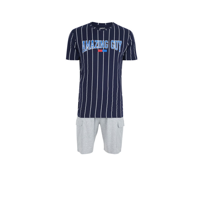 Conjunto de pijama top + shorts engmorteliz azul marino.