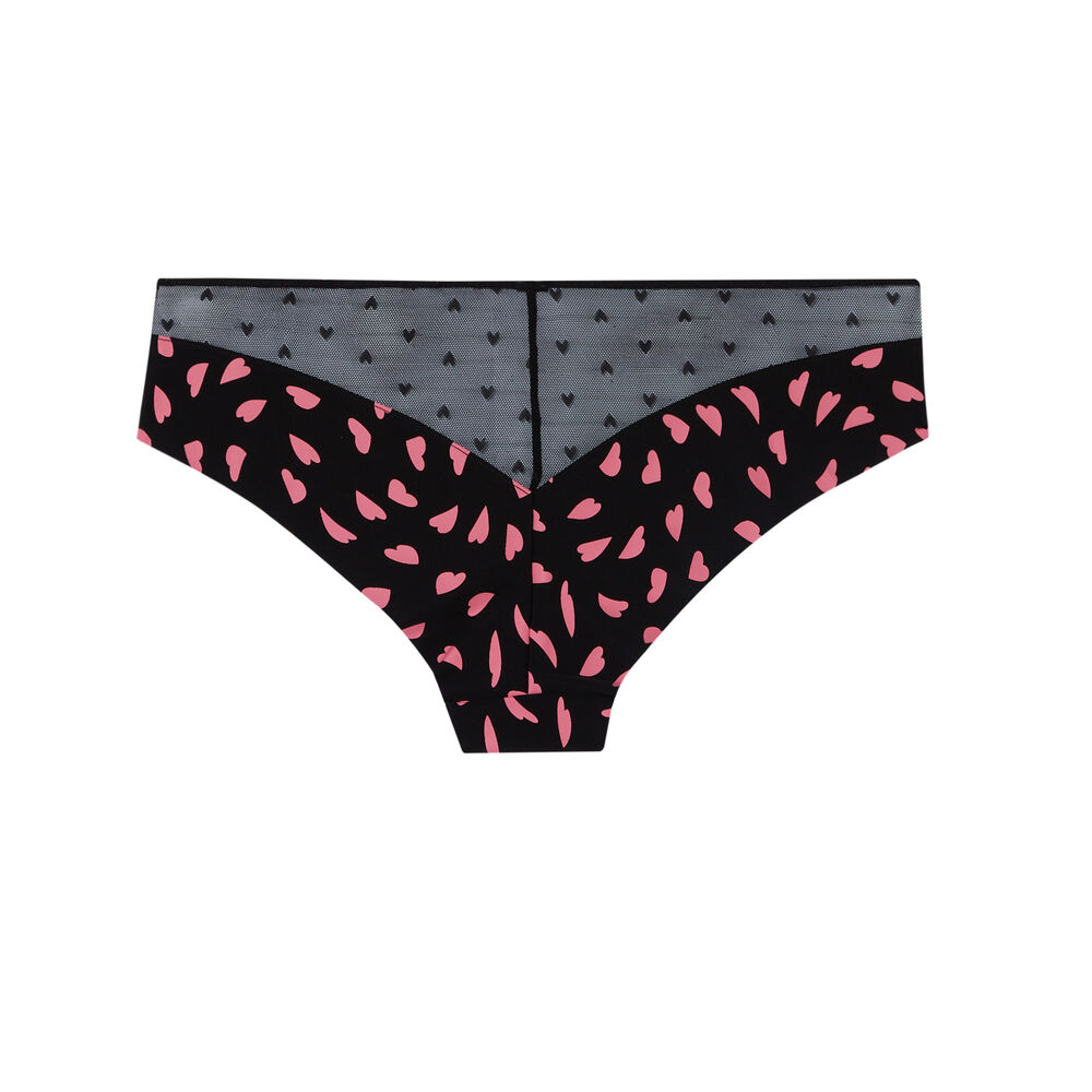 Braguita culotte con dibujos de corazón - negra negro.