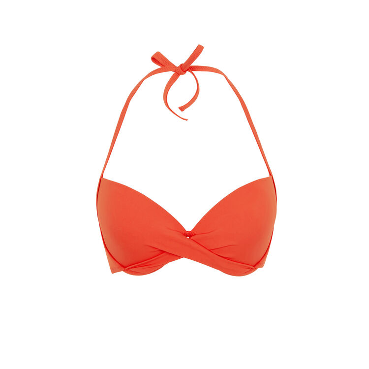 Top de bikini con push-up en coral Twistiz Top de bikini con push-up en coral Twistiz;