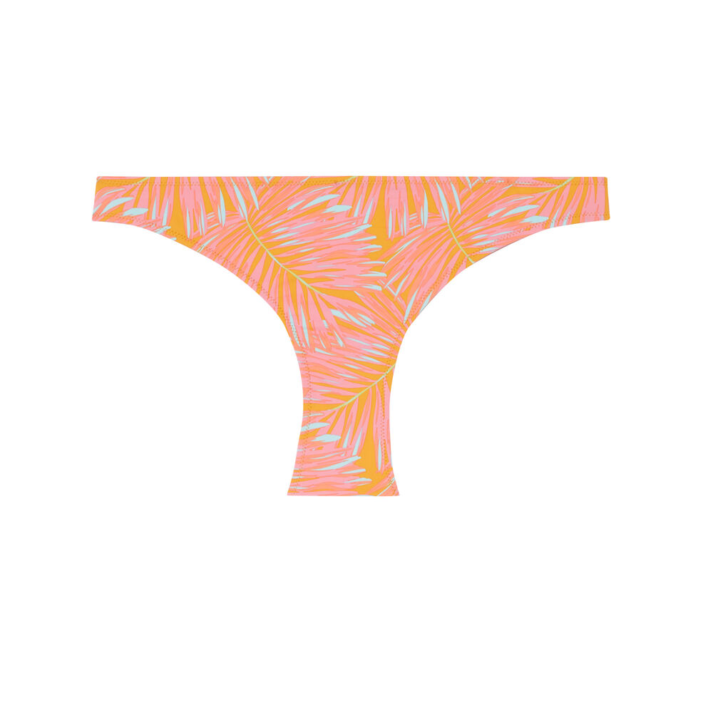 Parte de abajo de bikini braguita con estampado tropical - mango naranja.