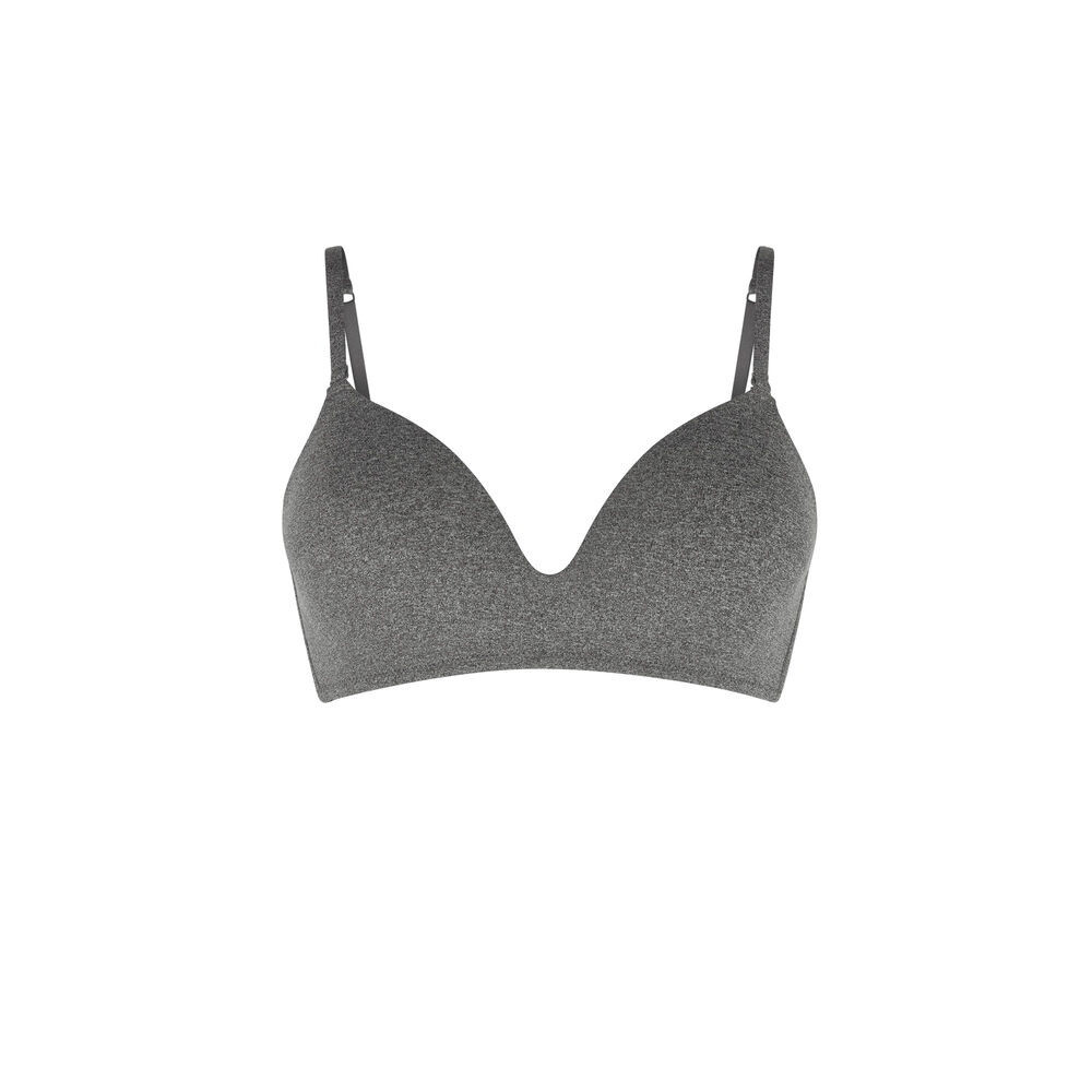 Sujetador con copa preformada microfibra gris jaspeado.