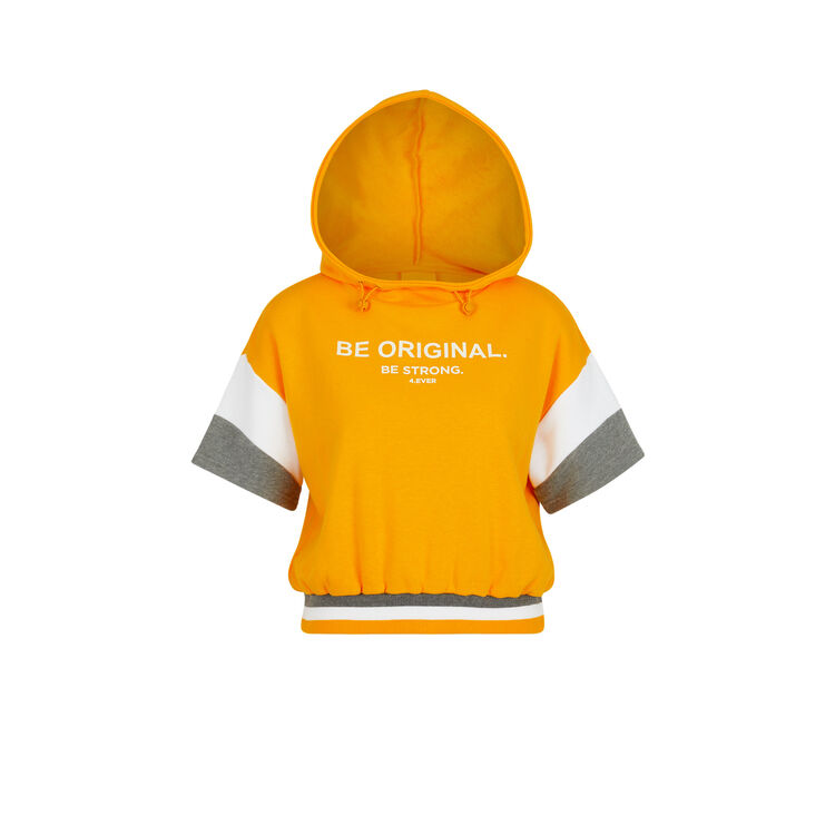 Sudadera deportiva con mensaje basicsportiz ocre.