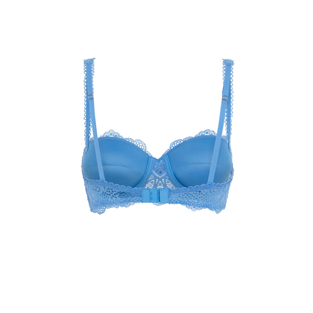 Sujetador push-up con detalle de joya - azul azul.