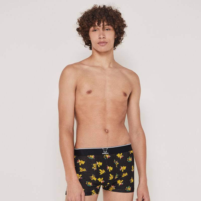 Bóxer negro de algodón con estampado Pikachu pokenoeliz Bóxer negro de algodón con estampado Pikachu pokenoeliz;