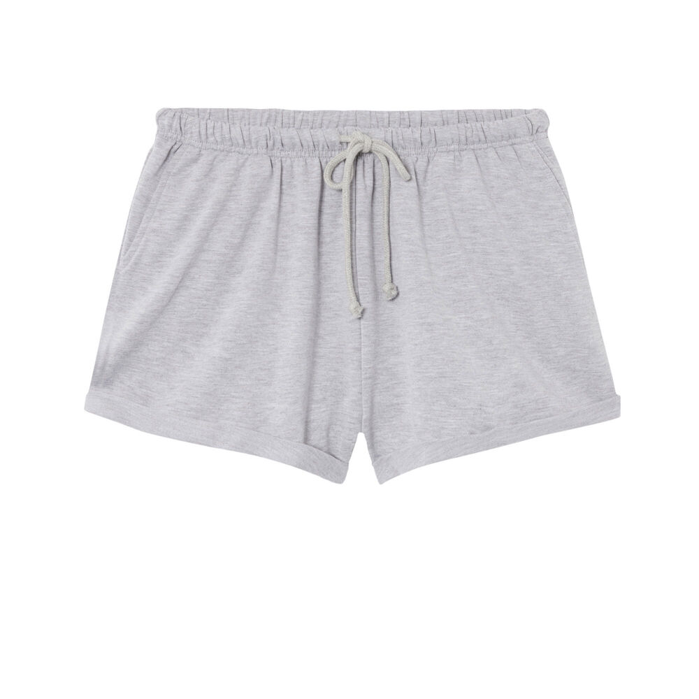 Shorts lisos con detalle de cordón - gris gris.