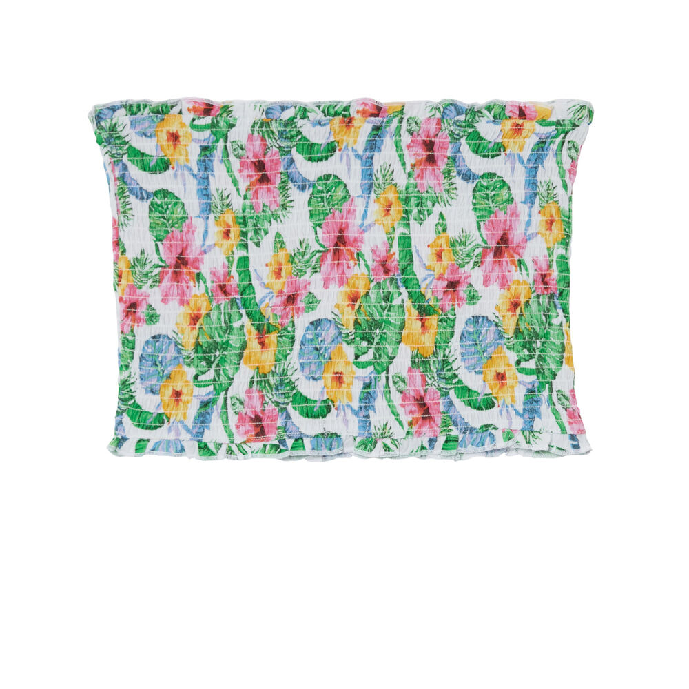 Top fruncido de bandana con estampado de flores - crudo crudo.