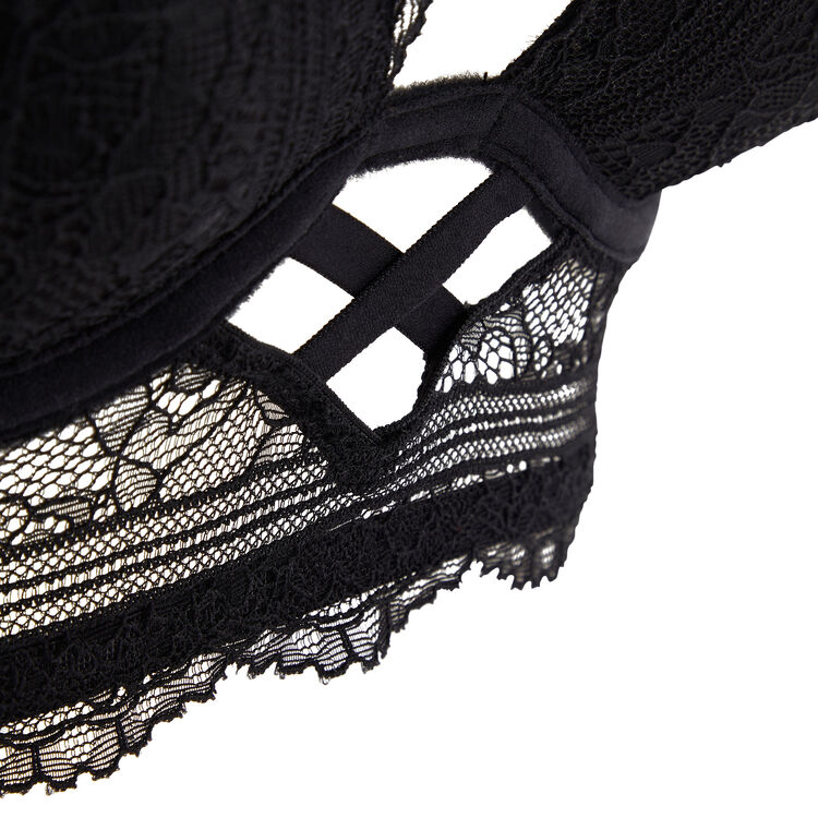 Sujetador en v push-up con encaje everydayiz negro.