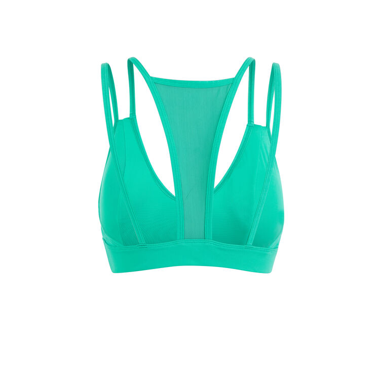 Sujetador deportivo de punto liso nolimitiz verde esmeralda.