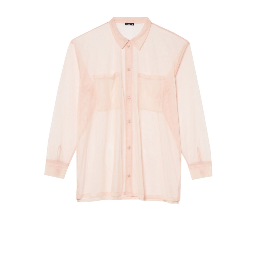 Camisa larga transparente de tul - rosa nude rosa.