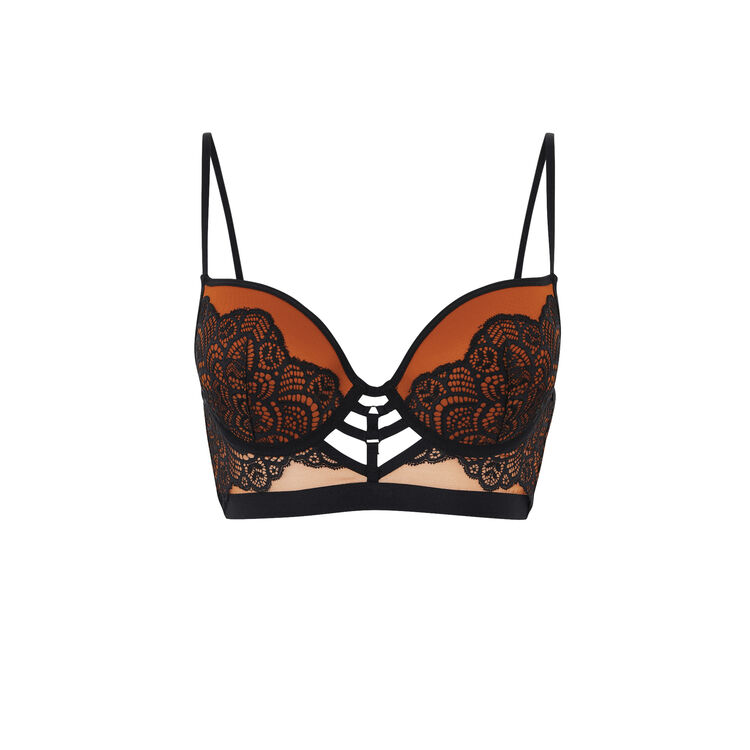 Sujetador corpiño push-up de tul/encaje vivianiz terracota.