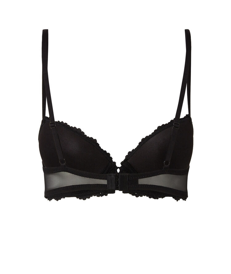 Sujetador push-up de encaje con flores - negro negro.
