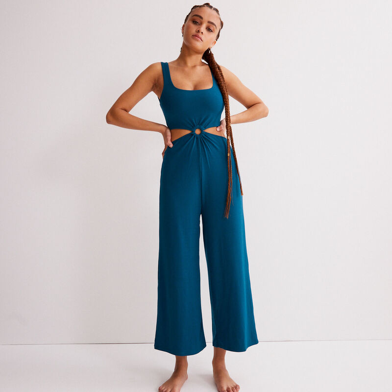 Mono con pantalón con detalle de anilla- azul Mono con pantalón con detalle de anilla- azul;