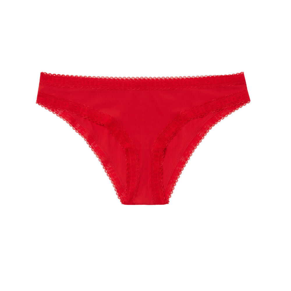 Braguita lisa de microfibra con detalle de encaje - roja rojo.