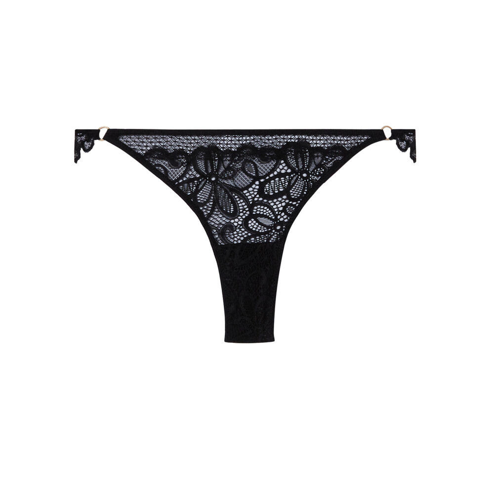 Braguita de encaje con detalle de aros - negra negro.