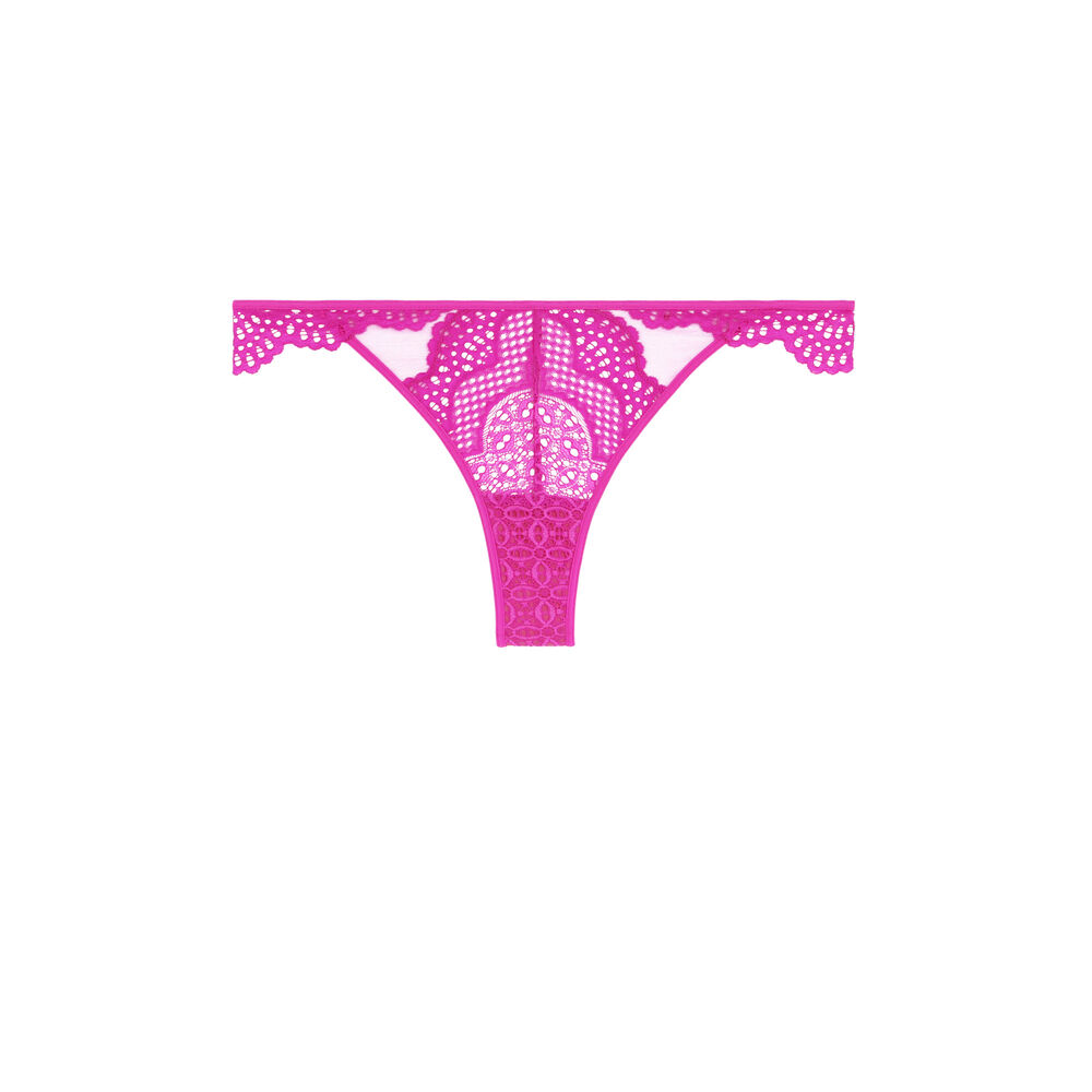Braguita brasileña de encaje con detalles - rosa rosa.
