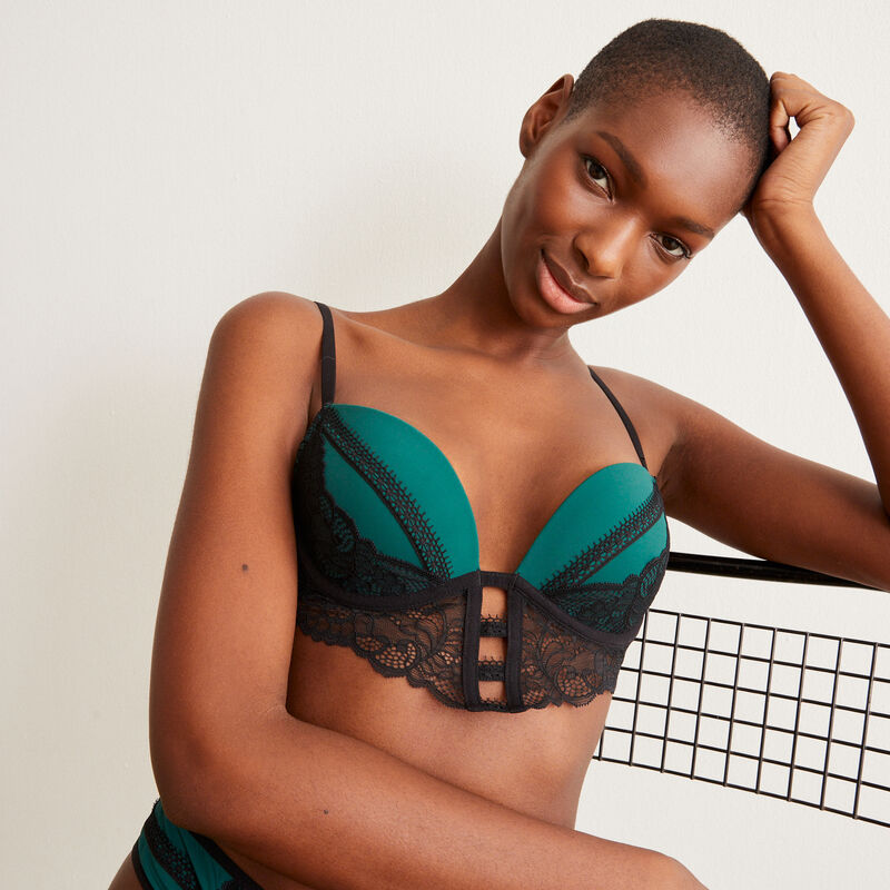 sujetador push-up de dos materiales - verde sujetador push-up de dos materiales - verde;