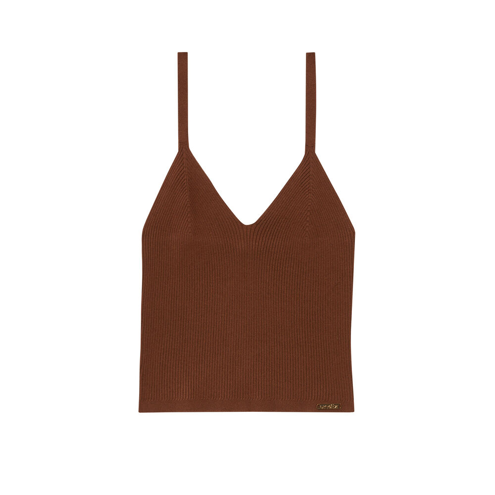 Camiseta de tirantes de punto - marrón marrón.