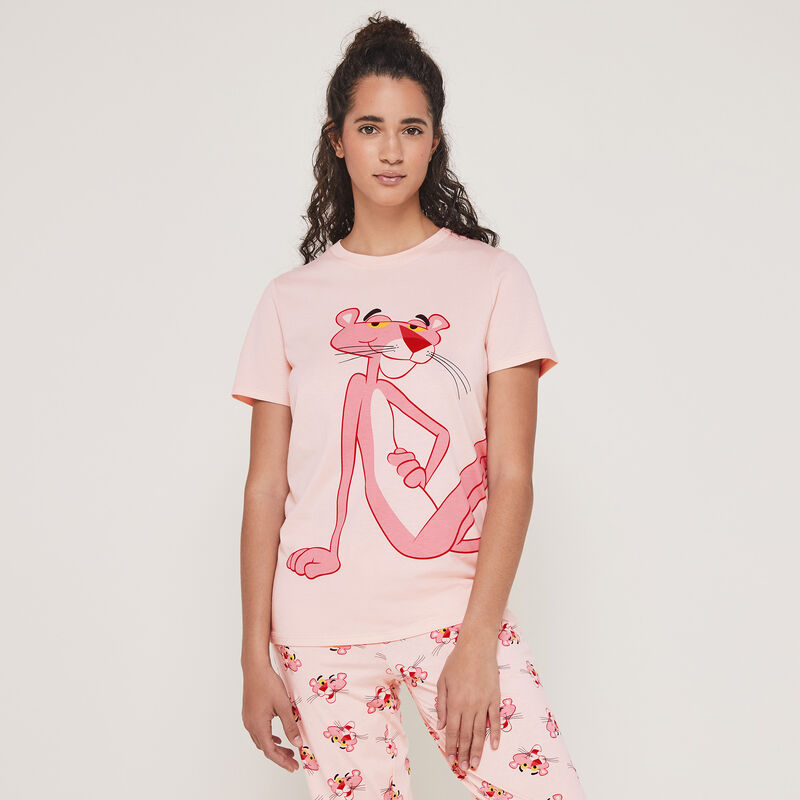 Conjunto de pijama top + pantalón estampado La Pantera Rosa pantheriz Conjunto de pijama top + pantalón estampado La Pantera Rosa pantheriz;