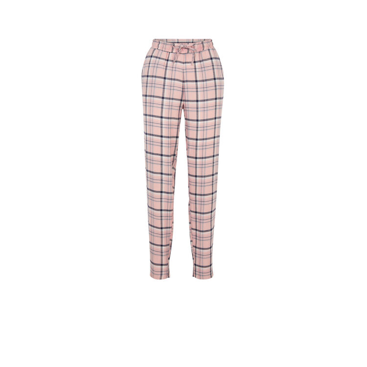 Pantalón de cuadros vintartiz rosa pastel.