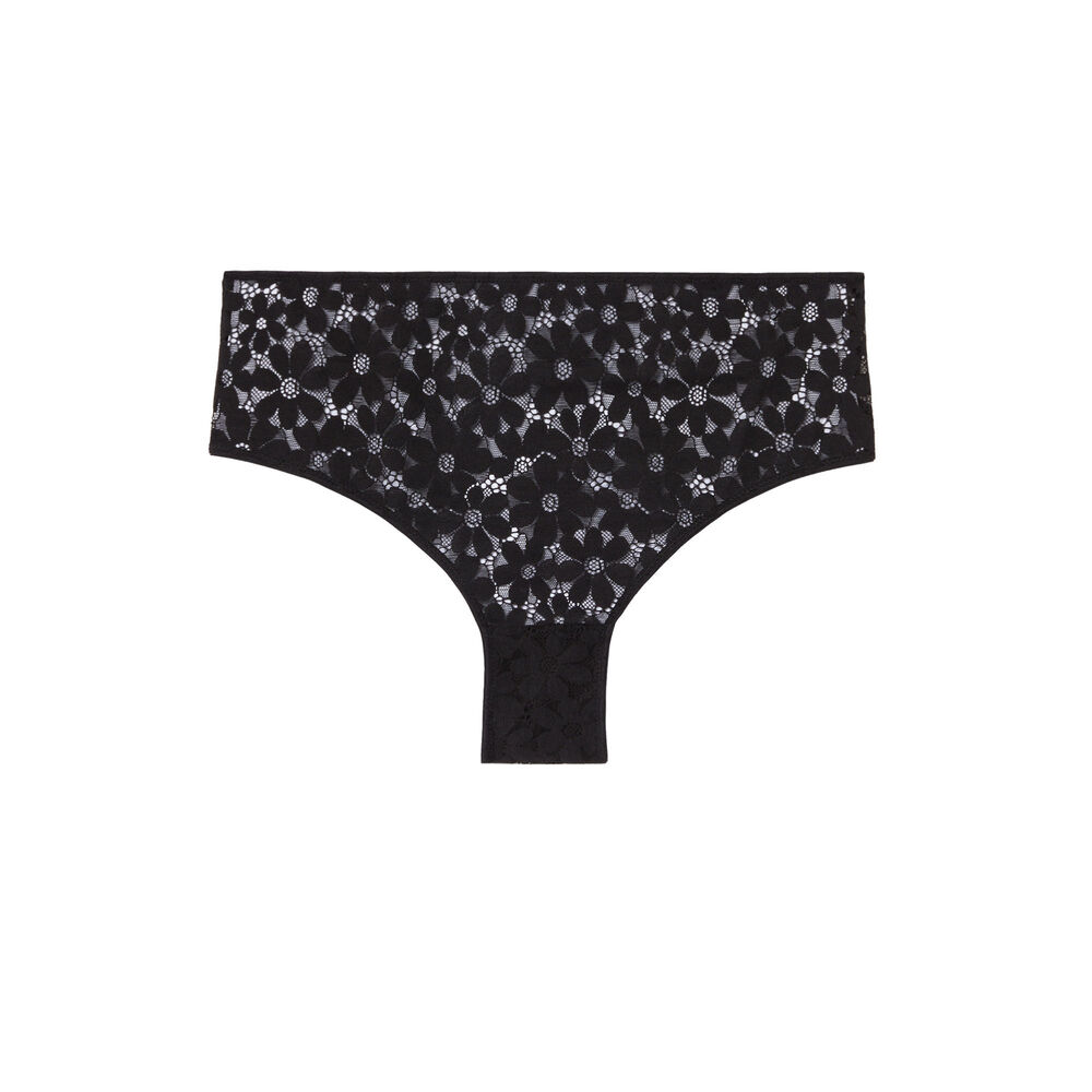 Braguita de talle alto de encaje - negro negro.