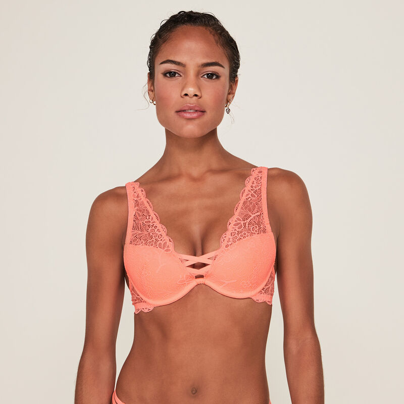 Sujetador triángulo push-up coral Sujetador triángulo push-up coral;