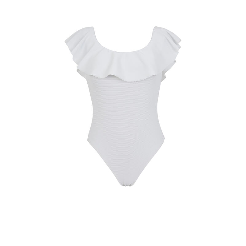 Bañador blanco con volante Bardoiz Bañador blanco con volante Bardoiz;