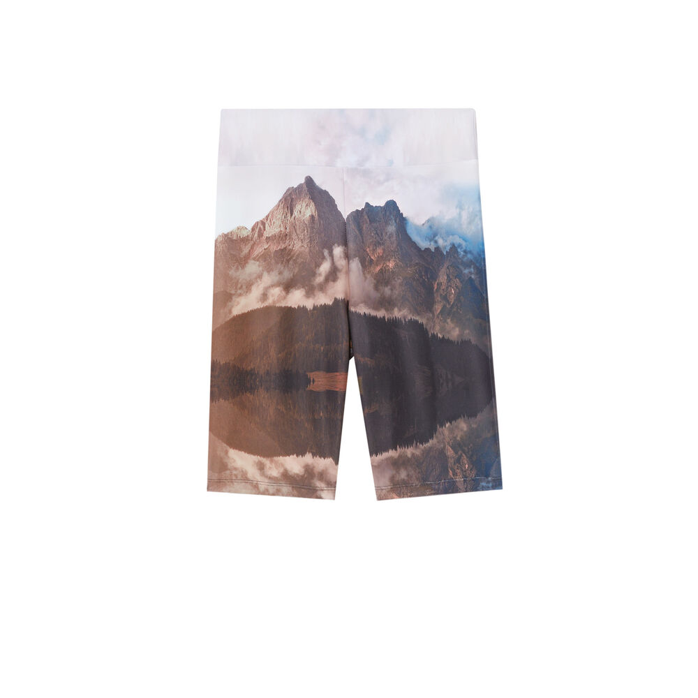 Pantalón ciclista deportivo con estampado landscape - rosa rosa.