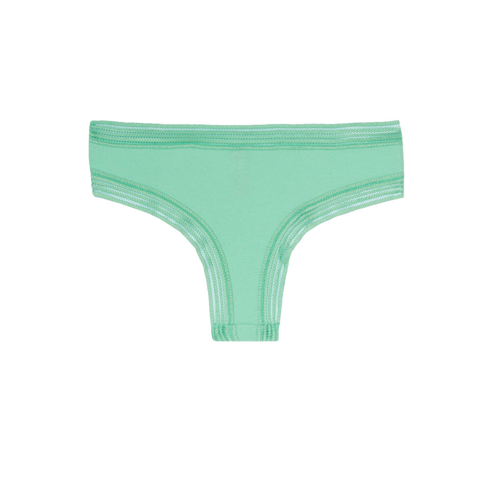 Braguita culotte lisa con detalles de encaje - verde verde.
