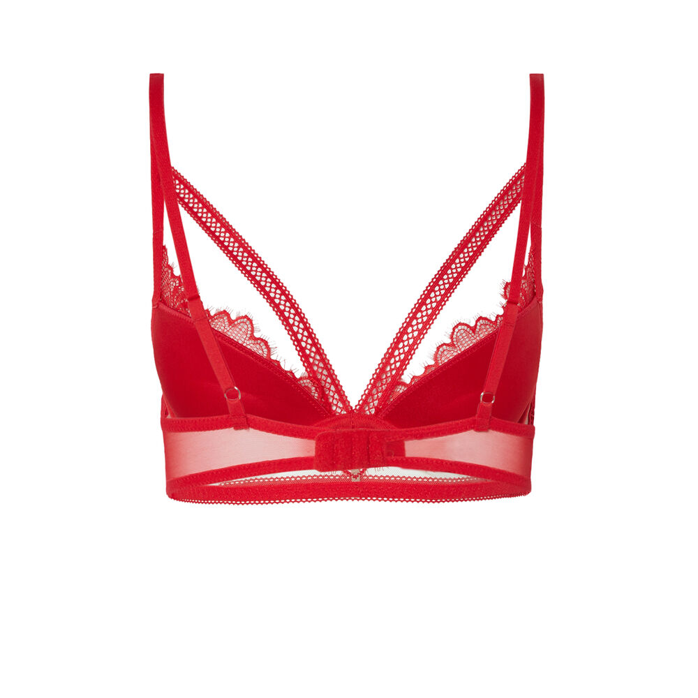 Sujetador ultra push-up con encaje calado y cintas - rojo rojo.
