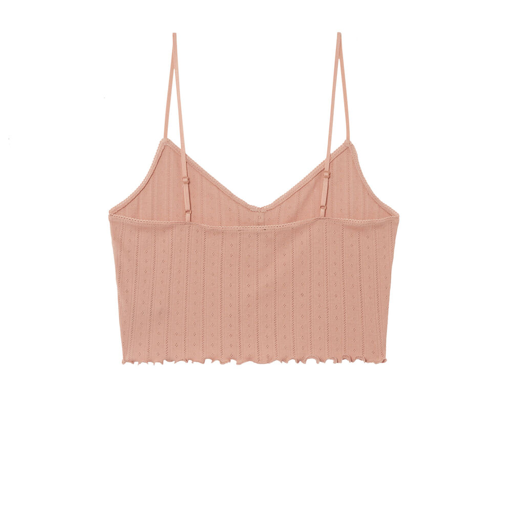 Camiseta lisa de punto con puntitos - beige nude beige.