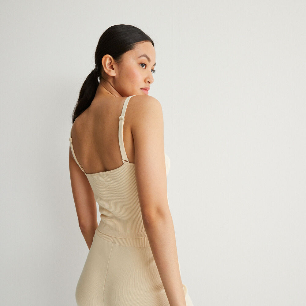 Camiseta de tirantes de punto - beige beige.