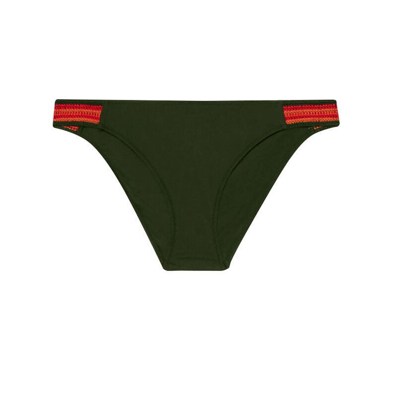Parte de abajo de bikini braguita con detalles a rayas - caqui Parte de abajo de bikini braguita con detalles a rayas - caqui;