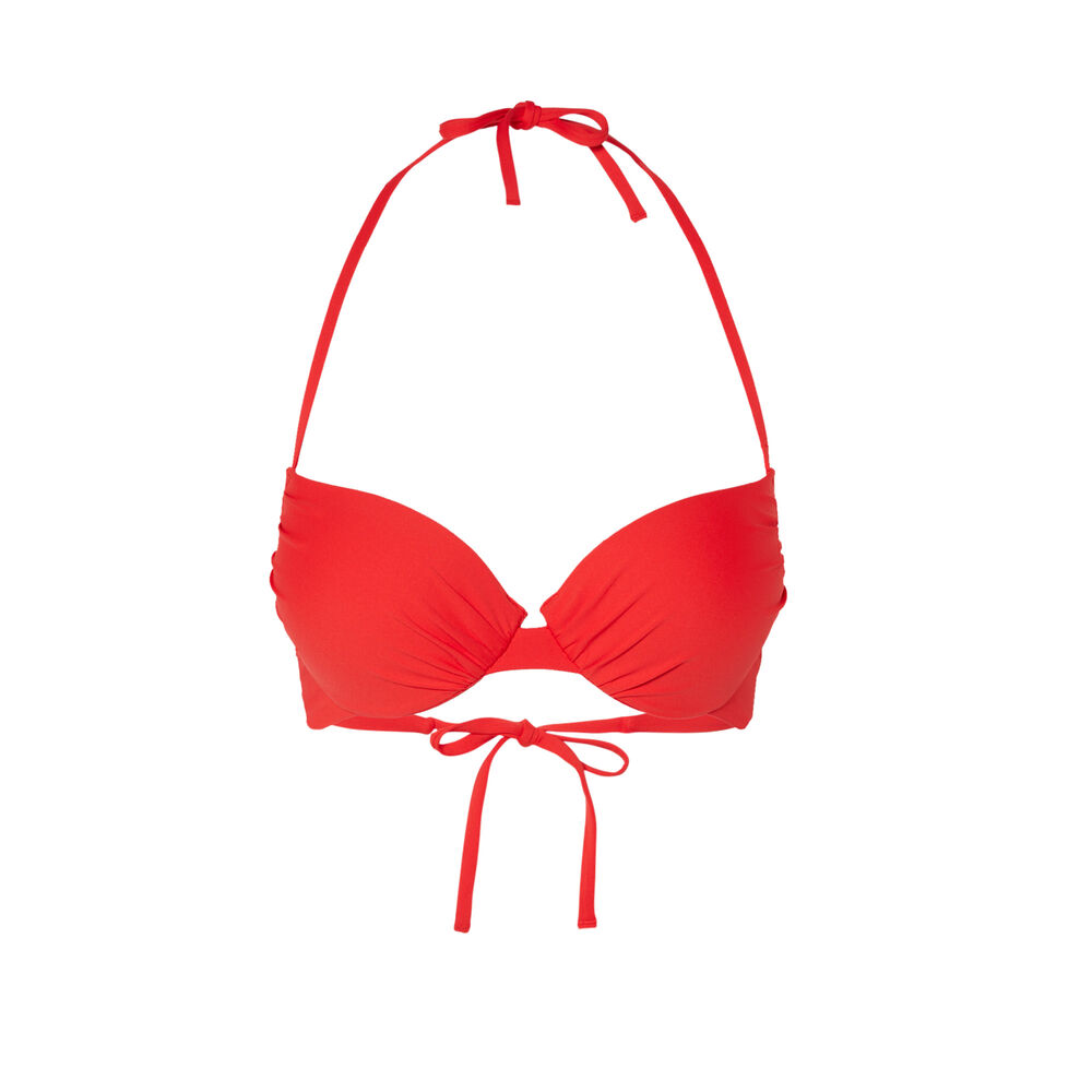 Parte de arriba de bikini push-up con espalda abierta - rojo rojo.