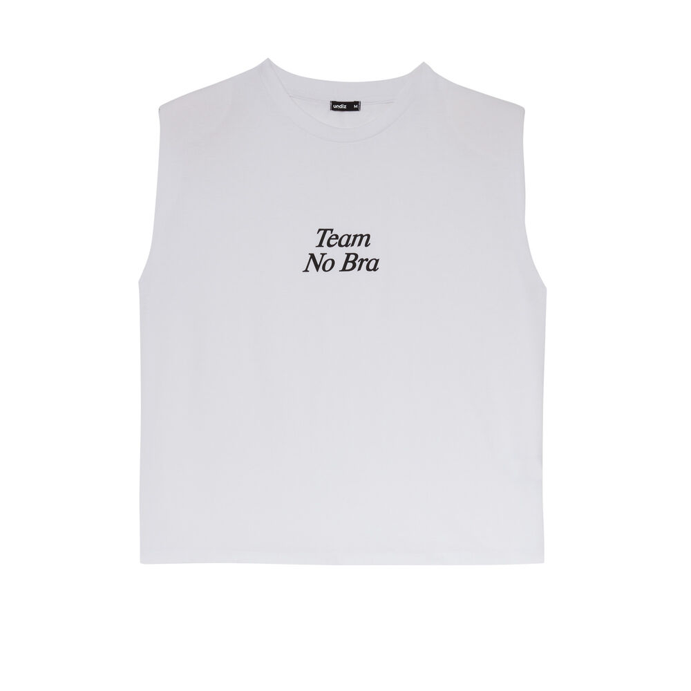 Top con mensaje y hombros estructurados - blanco blanco.
