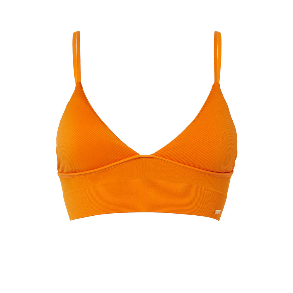 Sujetador de triángulo acanalado sin aros - naranja naranja.