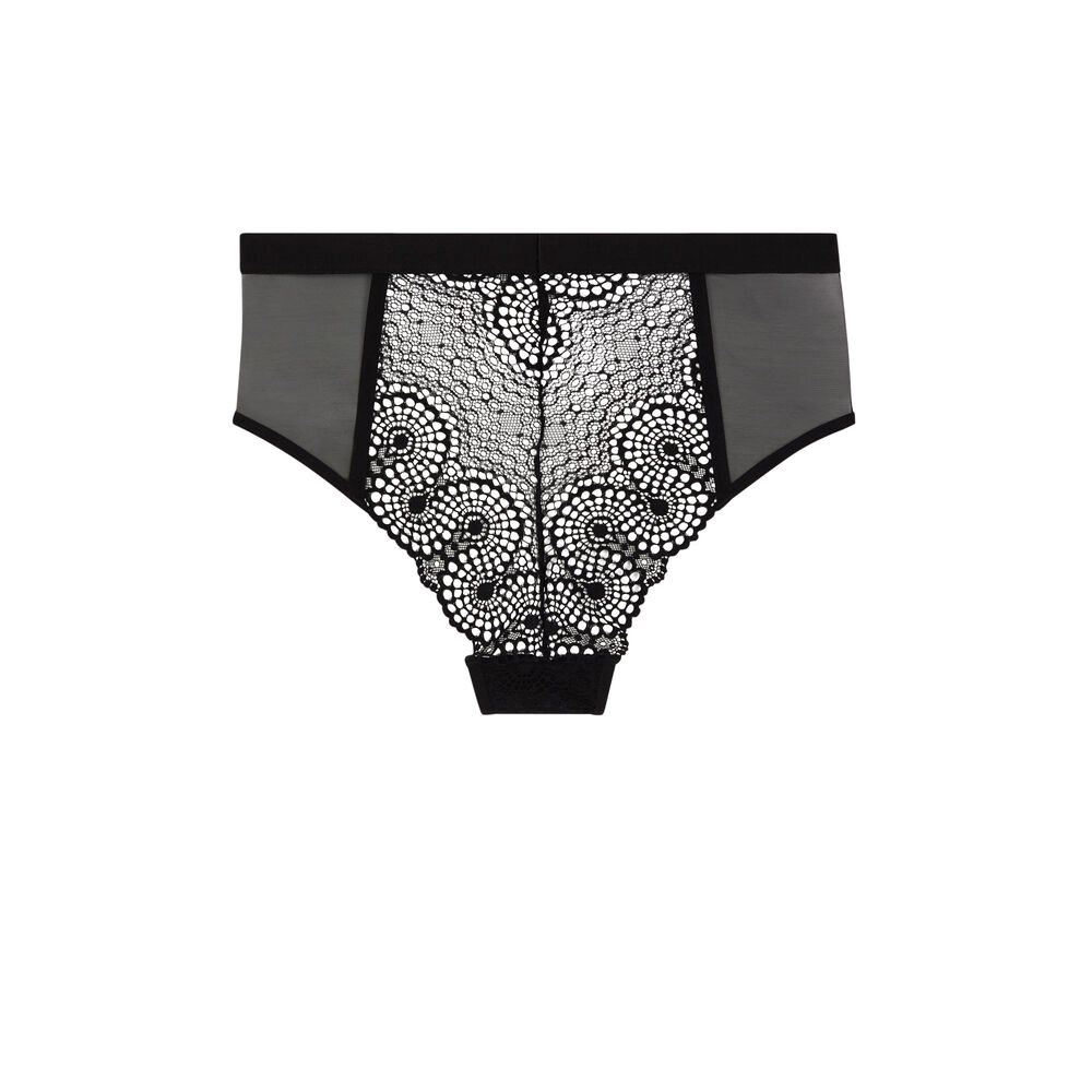 Braguita de talle alto de encaje - negro negro.